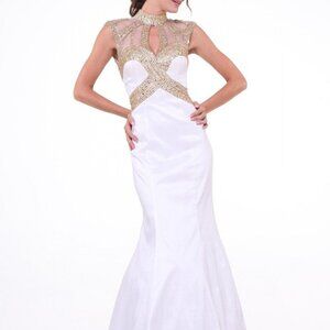Illusion High Neck Sequined Mermaid Dress CD8760